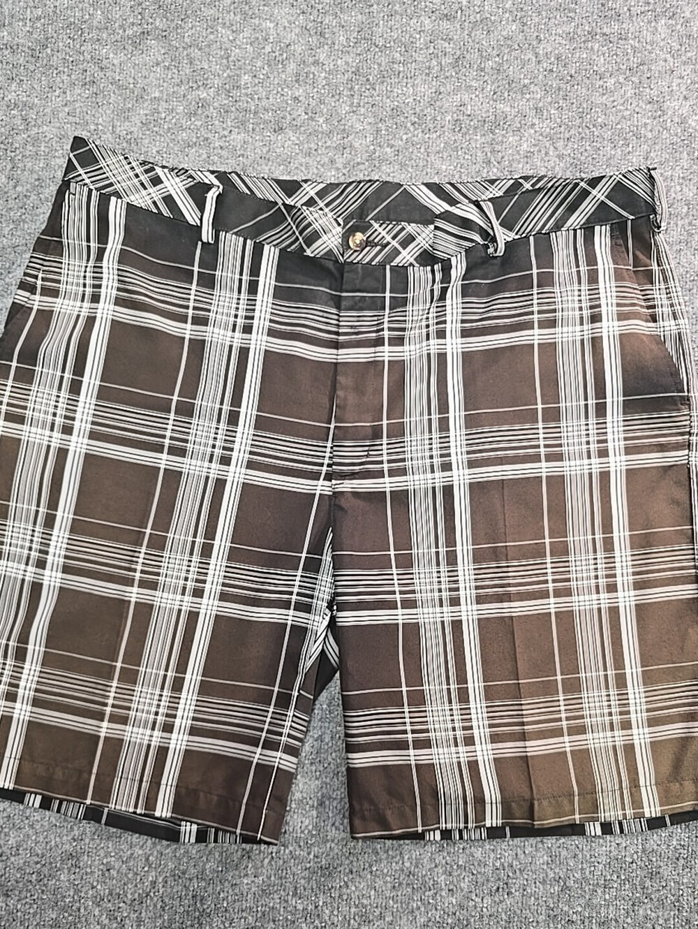 PING Plaid Sensor Cool Tech Wicking Golf Flex Shorts Black Brown Mens 42